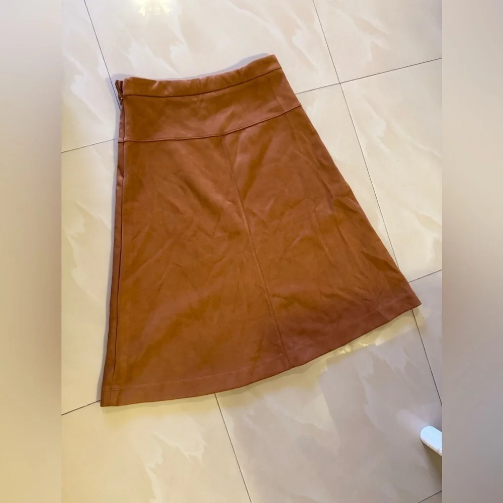 Girls Faux Suede kid chick Skirt brown zipper winter zipper 18 Y winter